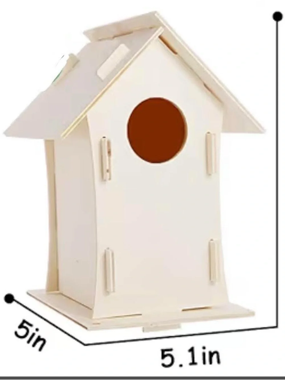 6 Sets DIY Wooden Birdhouse Craft Kit with Paints and‎ Stickers - Natural